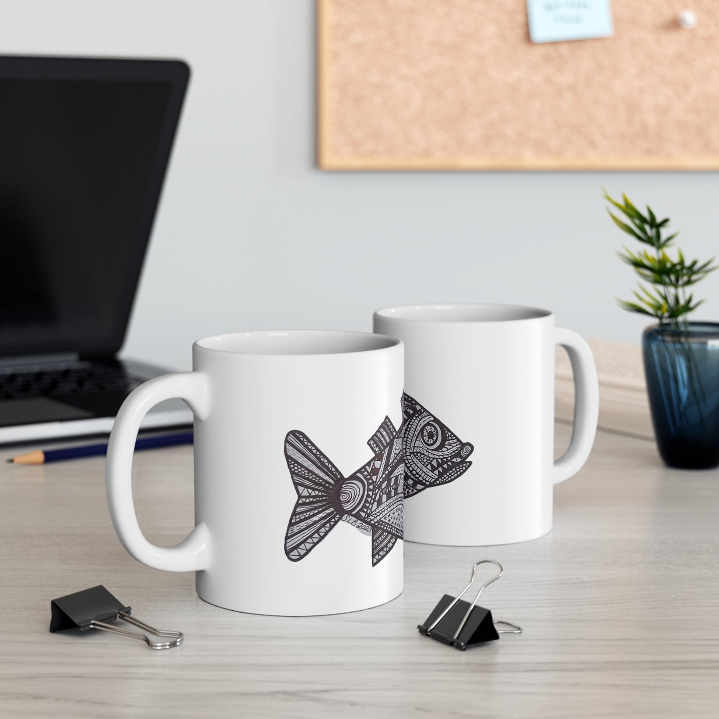 Zentangle Fish - Ceramic Mug 11oz