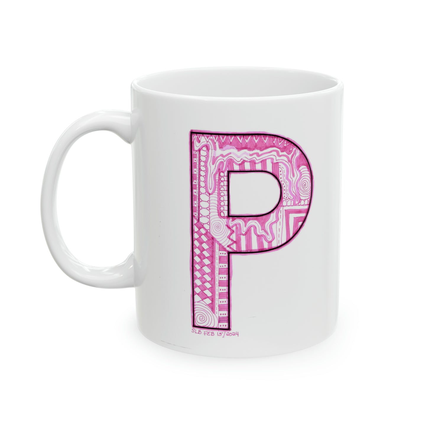 Zentangle P - Ceramic Mug, 11oz
