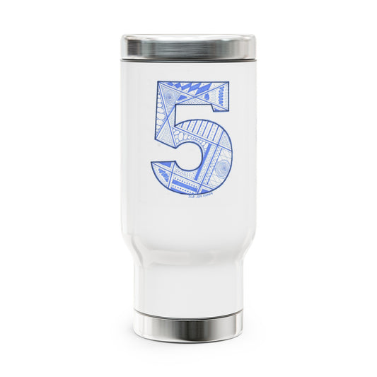 Zentangle number 5 - Stainless Steel Travel Mug with Handle, 14oz