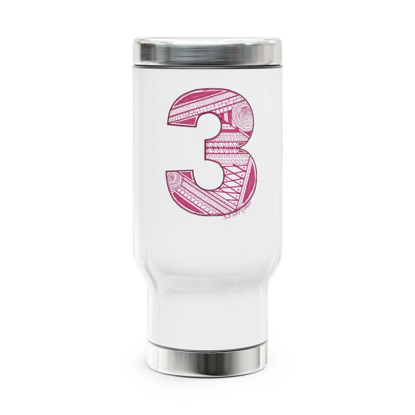 Zentangle number 3 - Stainless Steel Travel Mug with Handle, 14oz