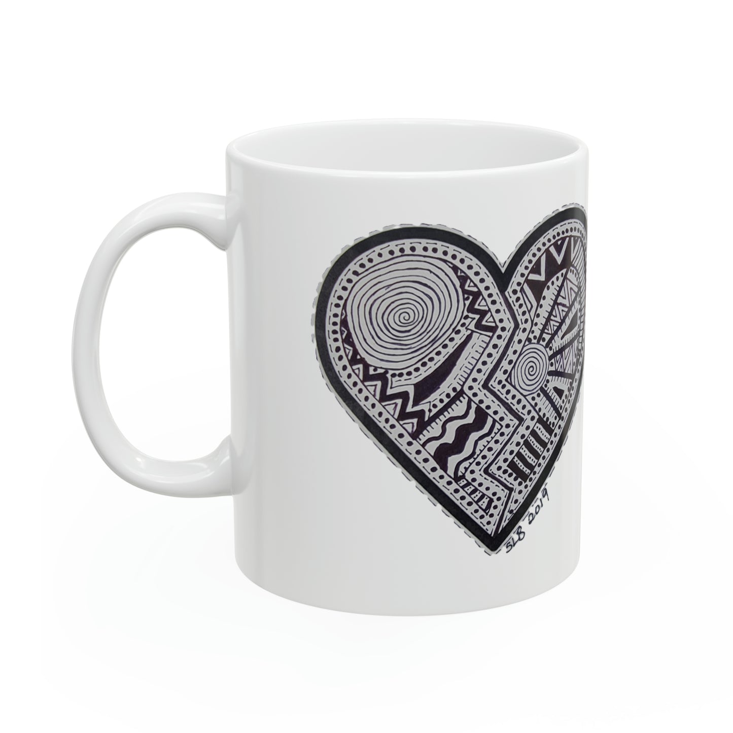 Zentangle Heart - Ceramic Mug 11oz