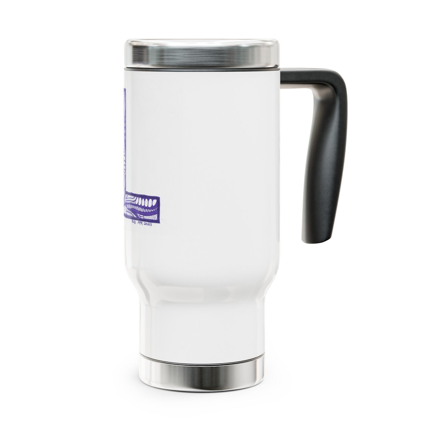 Zentangle L - Stainless Steel Travel Mug with Handle, 14oz