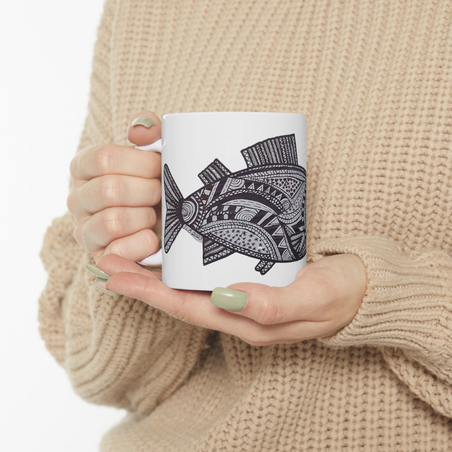 Zentangle Fish - Ceramic Mug 11oz