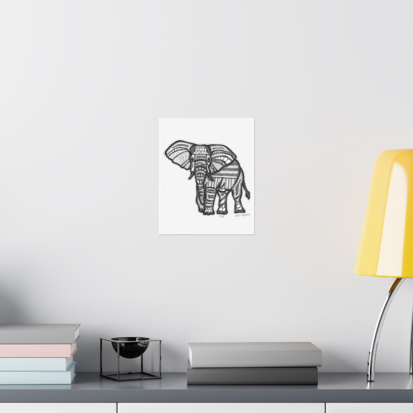Zentangle Elephant - Art Print