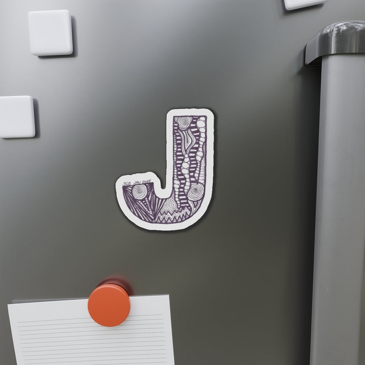 Zentangle J - Magnet