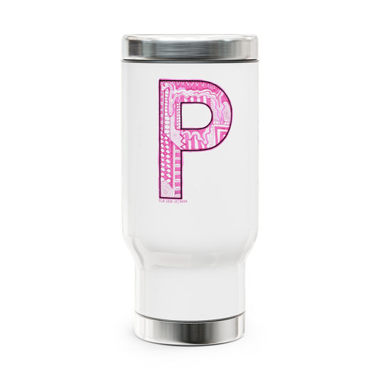 Zentangle P - Stainless Steel Travel Mug with Handle, 14oz