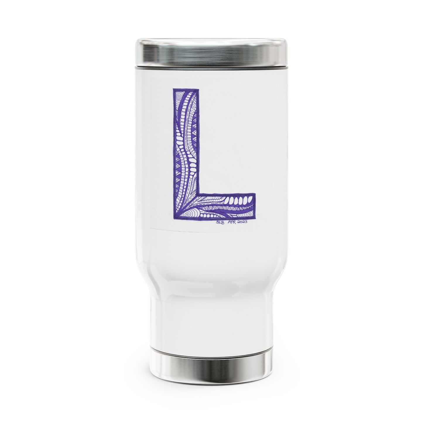 Zentangle L - Stainless Steel Travel Mug with Handle, 14oz