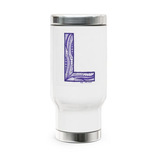Zentangle L - Stainless Steel Travel Mug with Handle, 14oz