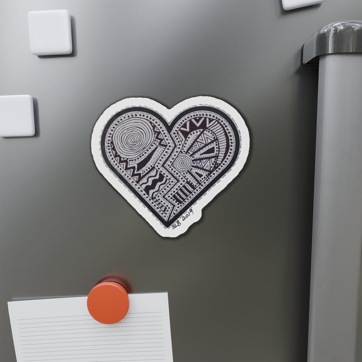 Zentangle Heart Blk - Die-Cut Magnets