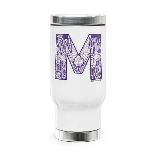 Zentangle M - Stainless Steel Travel Mug with Handle, 14oz
