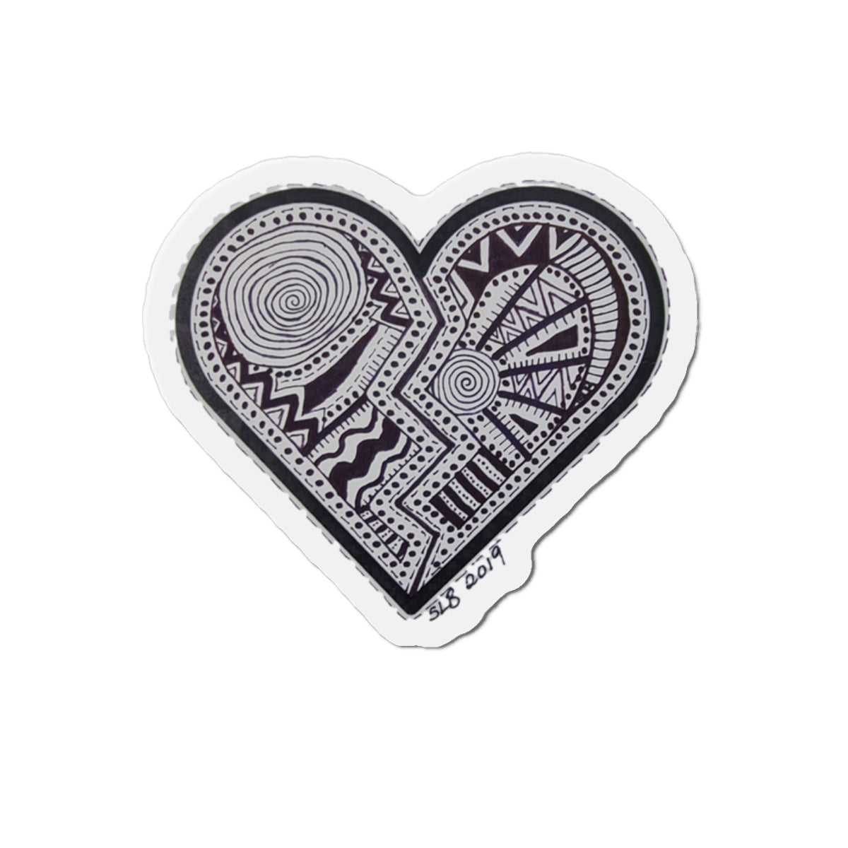 Zentangle Heart Blk - Die-Cut Magnets