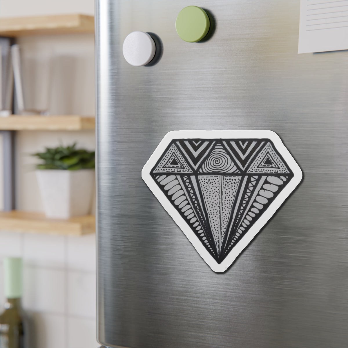 Zentangle Diamond Blk - Die-Cut Magnets