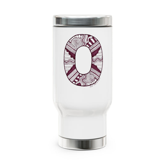 Zentangle O - Stainless Steel Travel Mug with Handle, 14oz