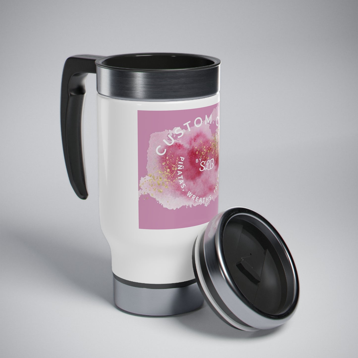 LOGO - Stainless Steel Travel Mug with Handle, 14oz