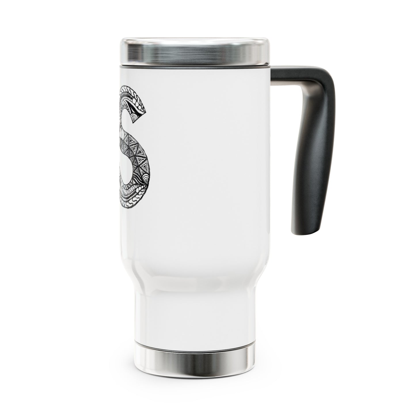 Zentangle S - Stainless Steel Travel Mug with Handle, 14oz