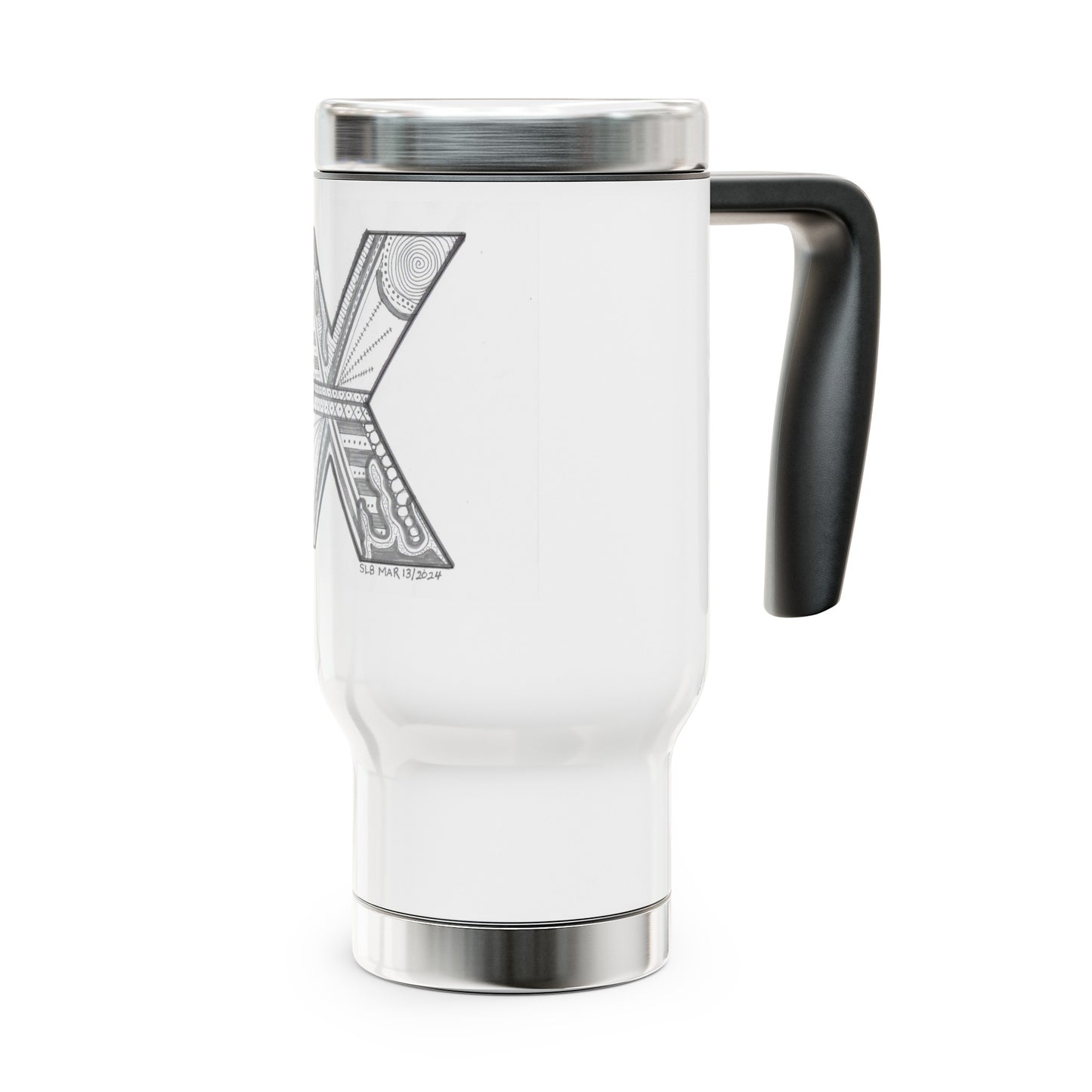 Zentangle X - Stainless Steel Travel Mug with Handle, 14oz