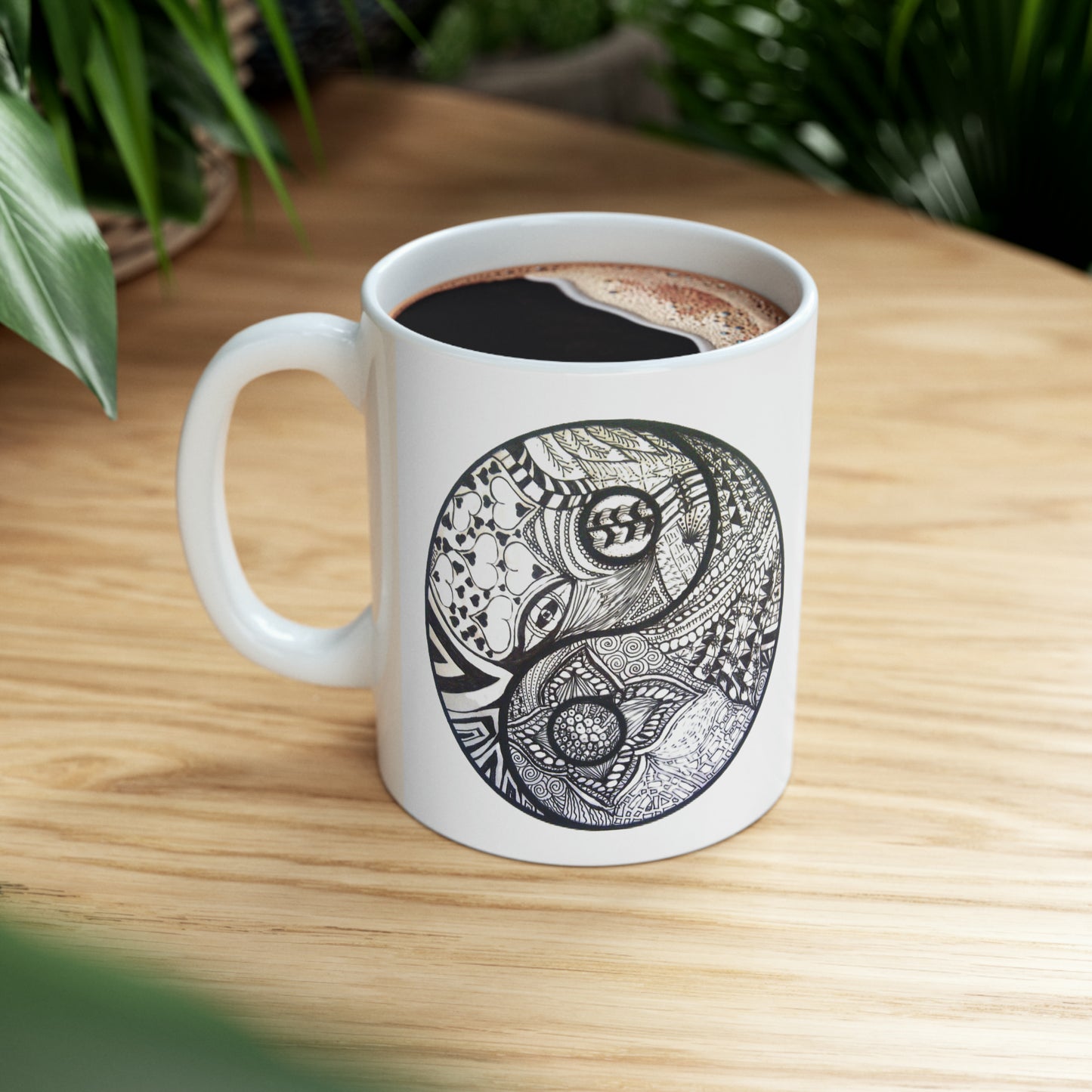 Zentangle Ying/Yang - Ceramic Mug 11oz