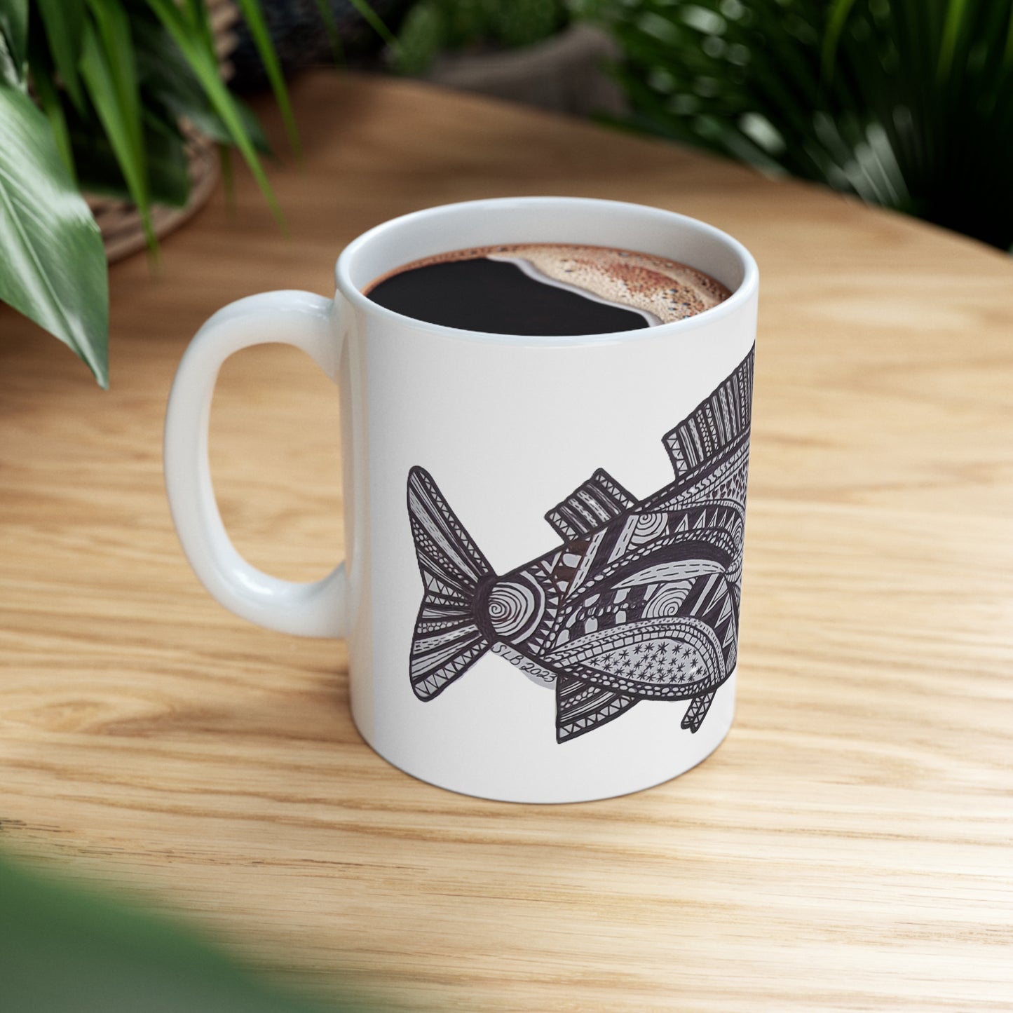 Zentangle Fish - Ceramic Mug 11oz