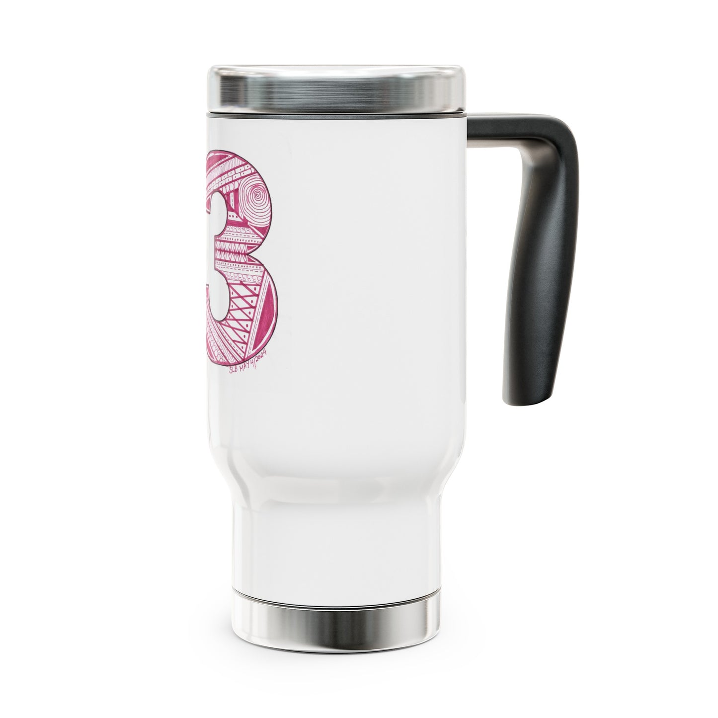 Zentangle number 3 - Stainless Steel Travel Mug with Handle, 14oz