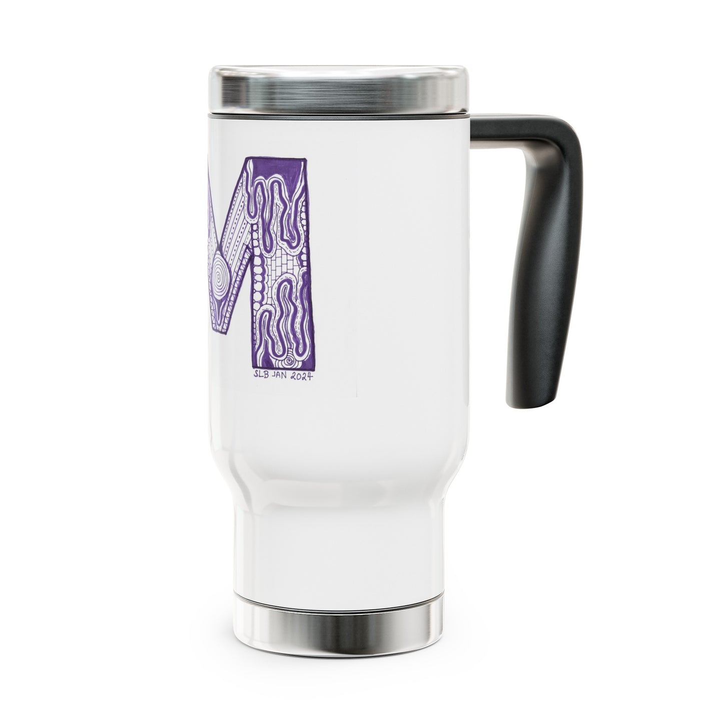 Zentangle M - Stainless Steel Travel Mug with Handle, 14oz