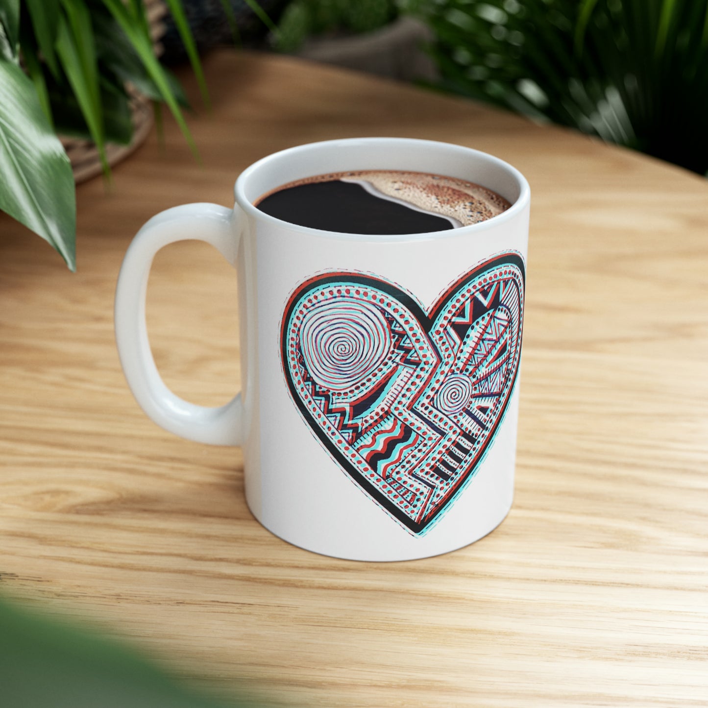 Zentangle Heart Color - Ceramic Mug 11oz