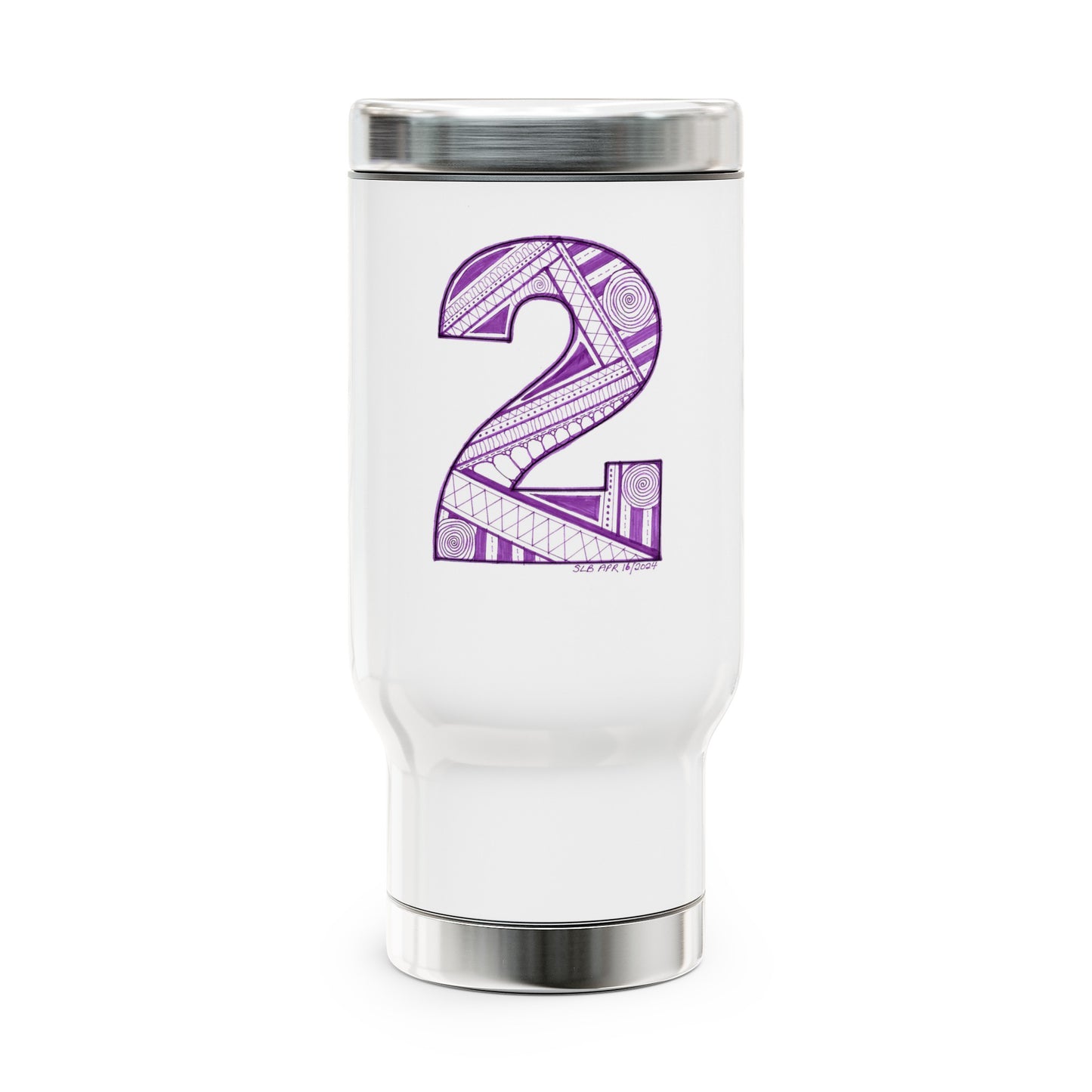Zentangle number 2 - Stainless Steel Travel Mug with Handle, 14oz