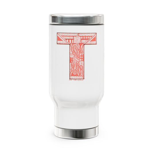 Zentangle T - Stainless Steel Travel Mug with Handle, 14oz