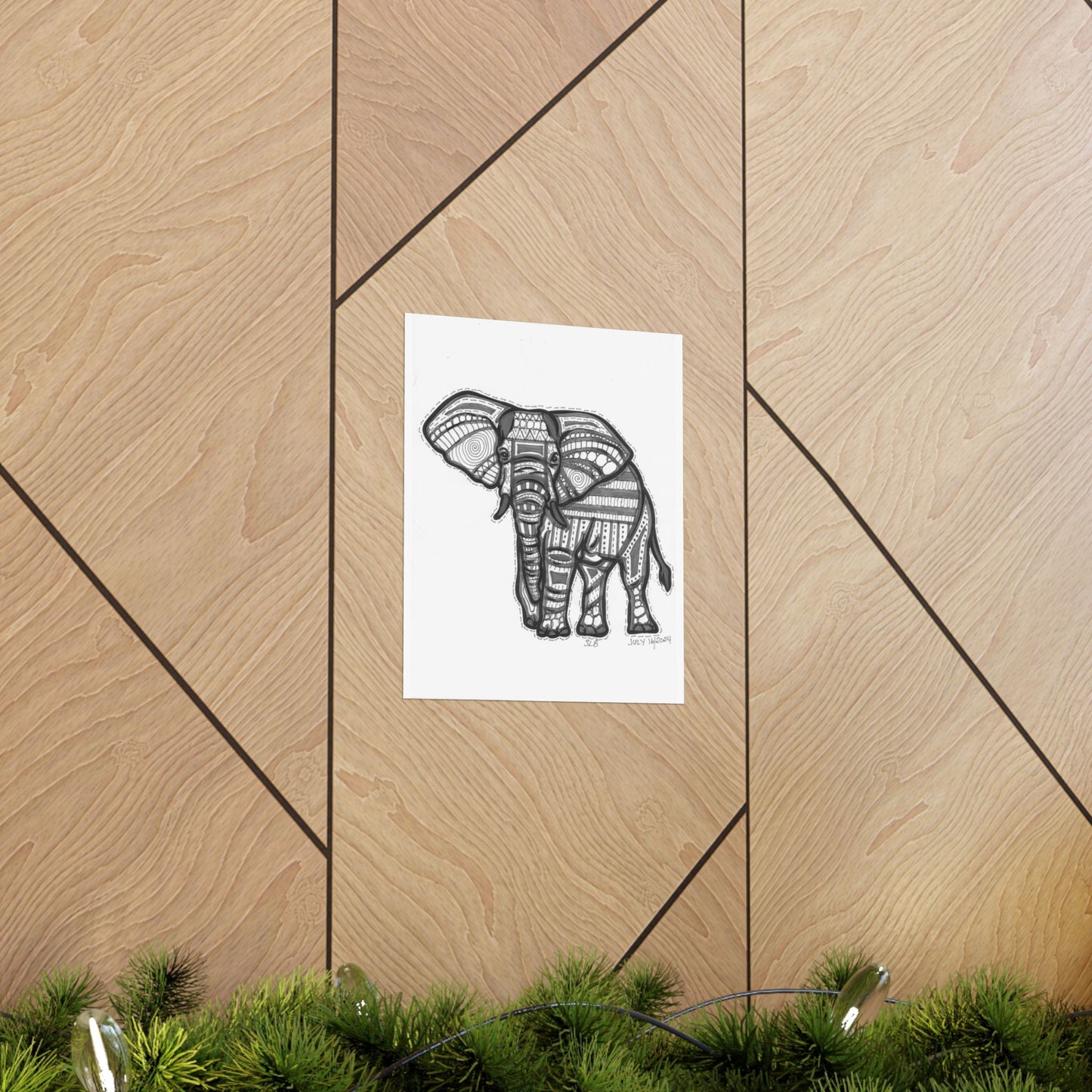 Zentangle Elephant - Art Print
