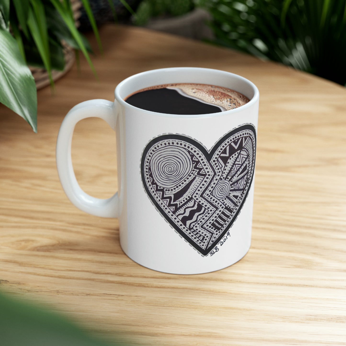 Zentangle Heart - Ceramic Mug 11oz