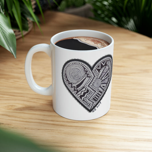 Zentangle Heart - Ceramic Mug 11oz