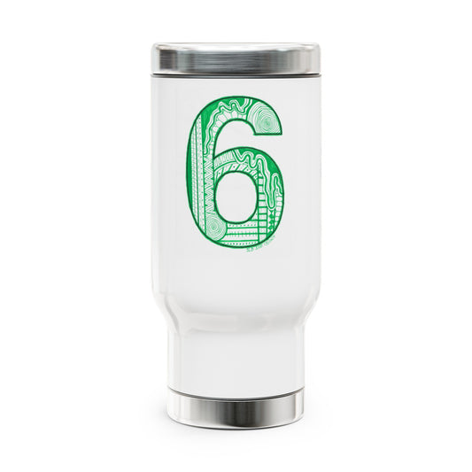 Zentangle number 6 - Stainless Steel Travel Mug with Handle, 14oz