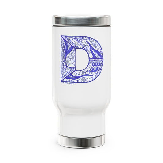 Zentangle D - Stainless Steel Travel Mug with Handle, 14oz