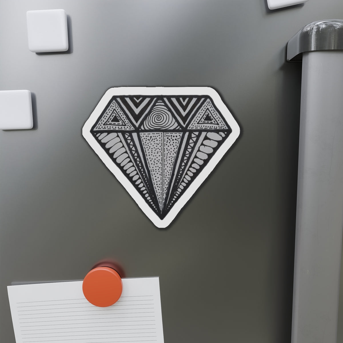 Zentangle Diamond Blk - Die-Cut Magnets