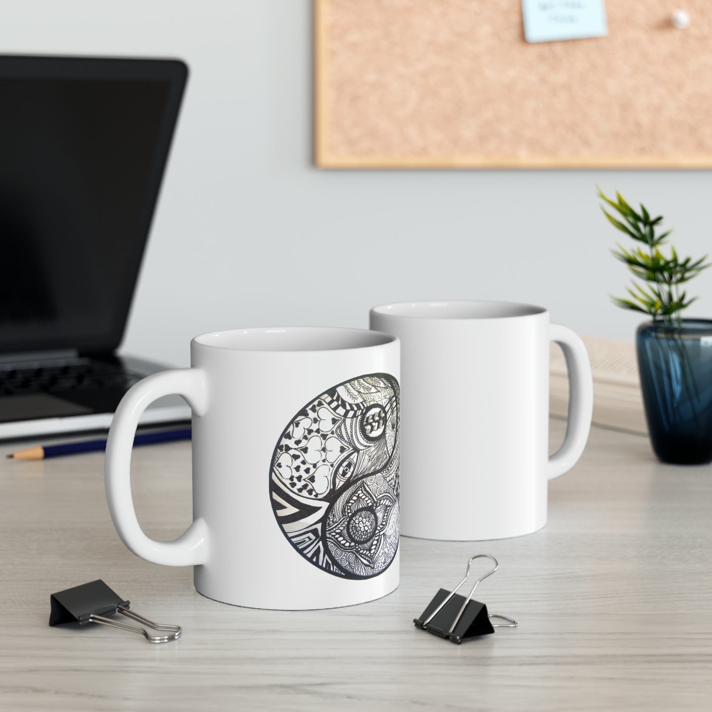 Zentangle Ying/Yang - Ceramic Mug 11oz