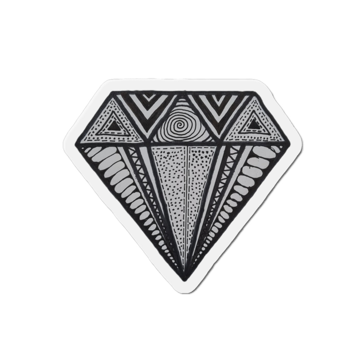 Zentangle Diamond Blk - Die-Cut Magnets