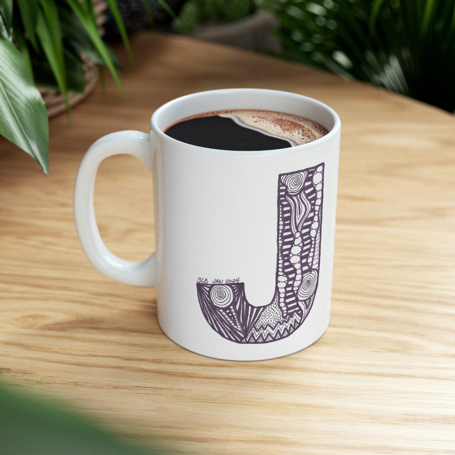 Zentangle J - Ceramic Mug 11oz