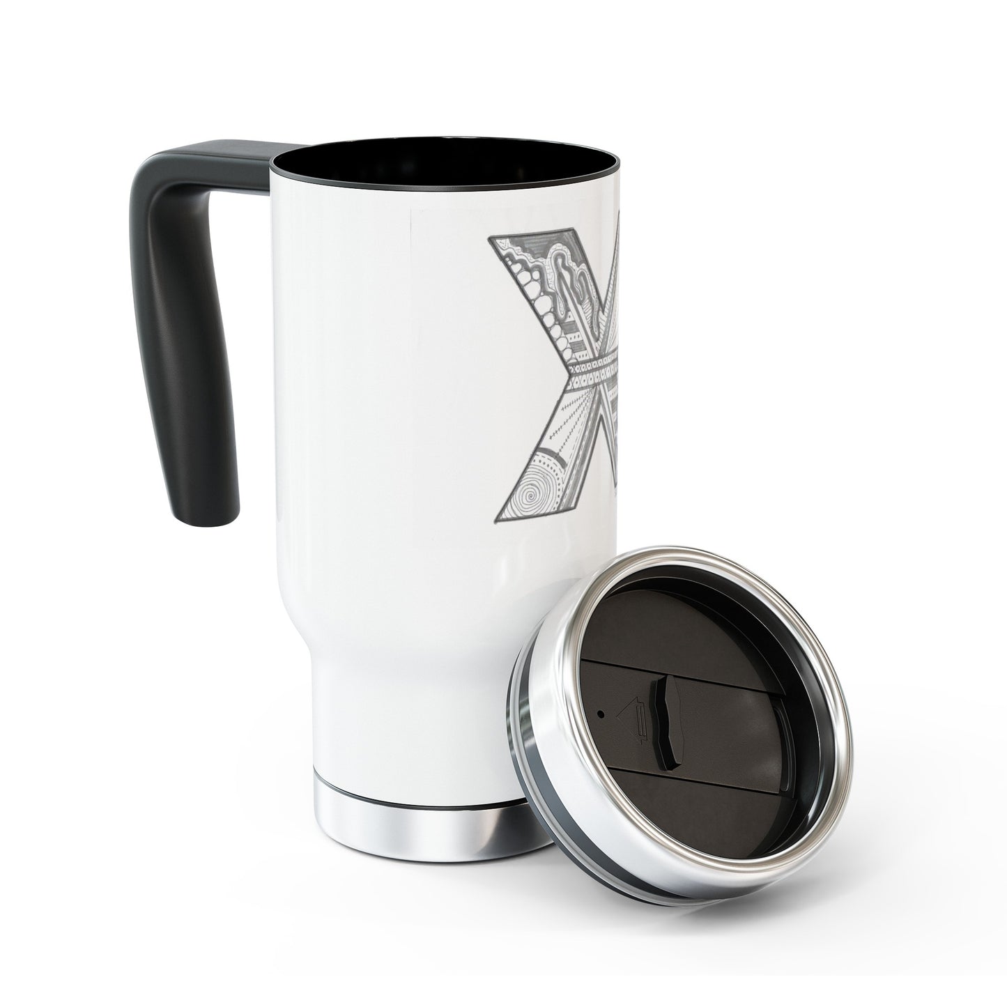 Zentangle X - Stainless Steel Travel Mug with Handle, 14oz