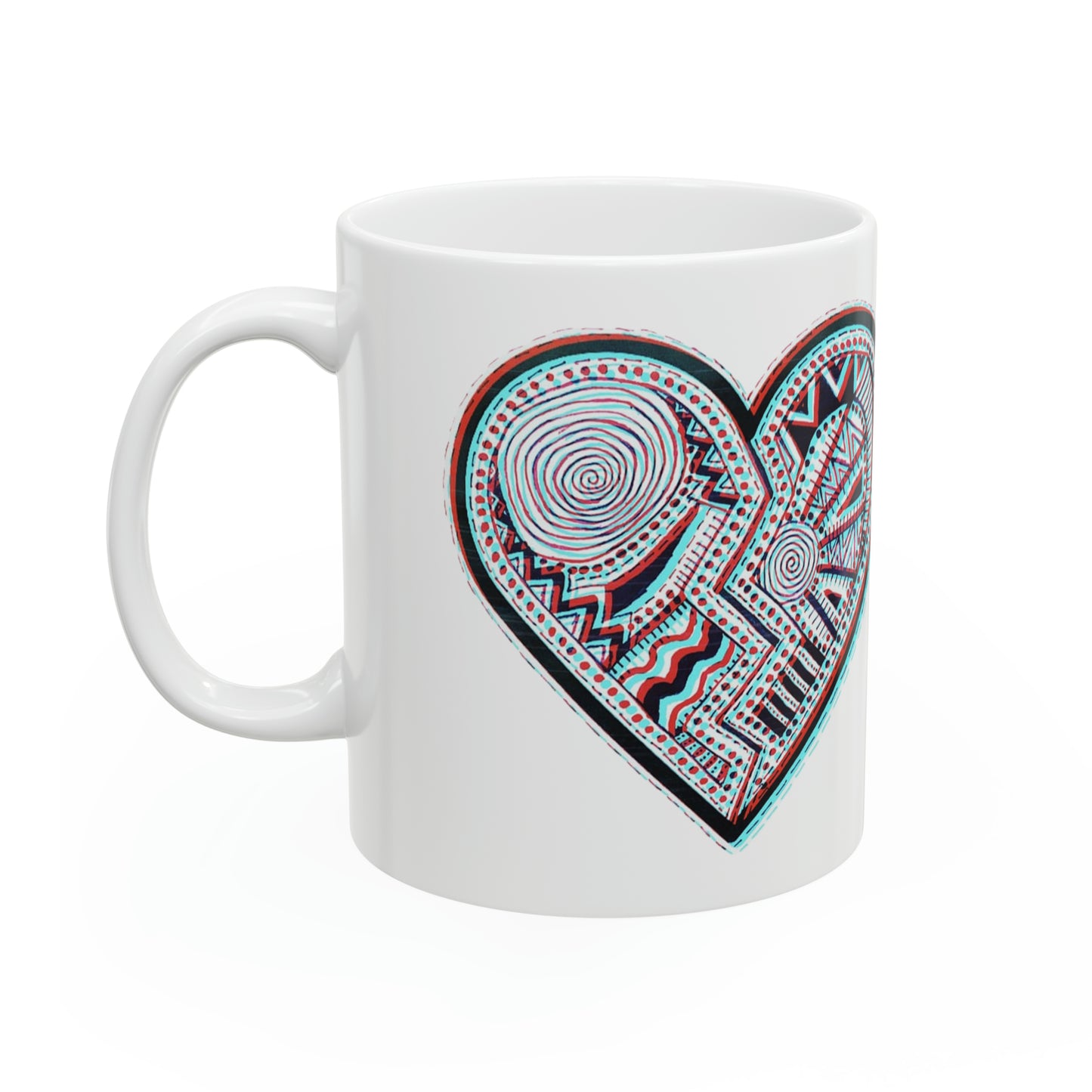 Zentangle Heart Color - Ceramic Mug 11oz
