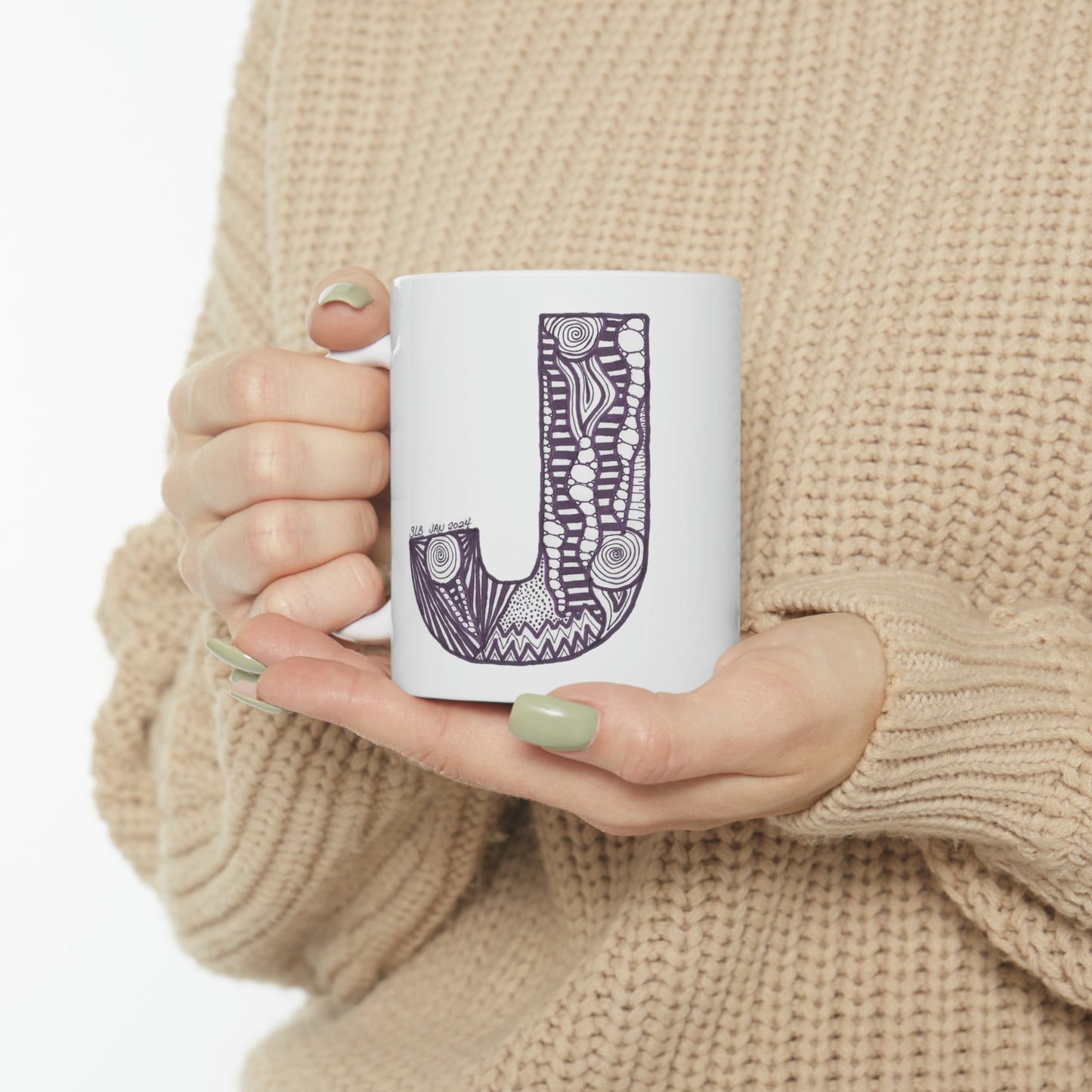 Zentangle J - Ceramic Mug 11oz