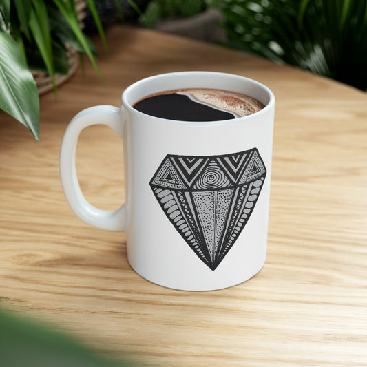 Zentangle Diamond Blk - Ceramic Mug 11oz