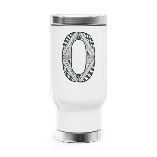 Zentangle number 0 - Stainless Steel Travel Mug with Handle, 14oz