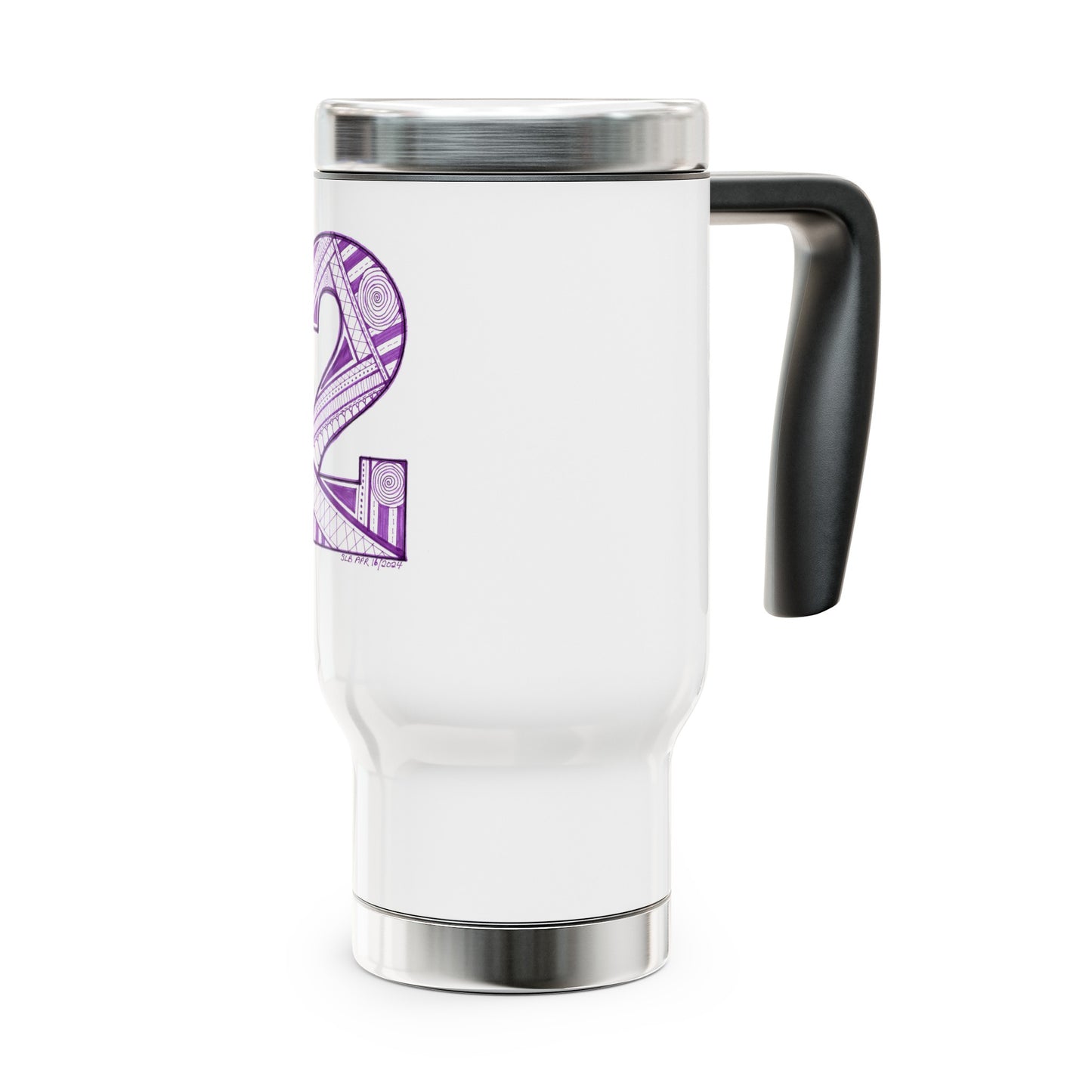 Zentangle number 2 - Stainless Steel Travel Mug with Handle, 14oz