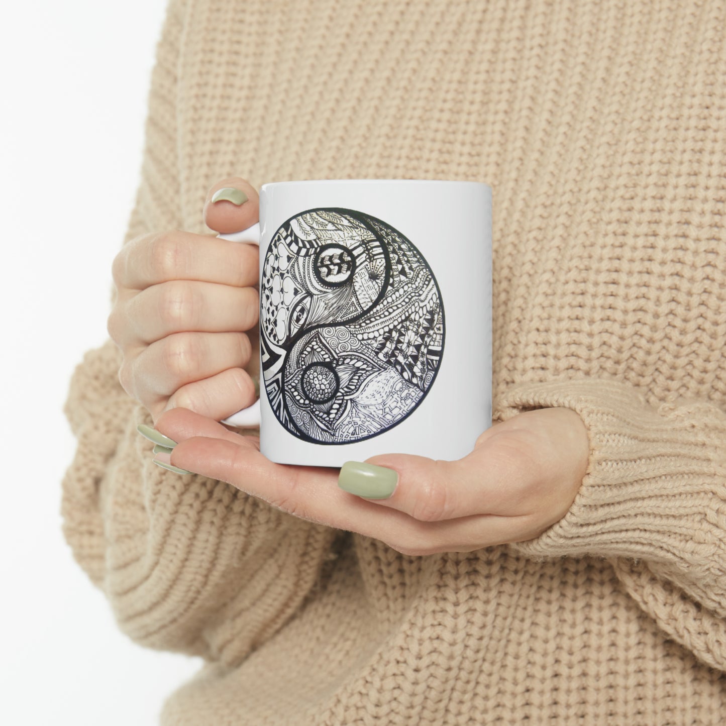 Zentangle Ying/Yang - Ceramic Mug 11oz