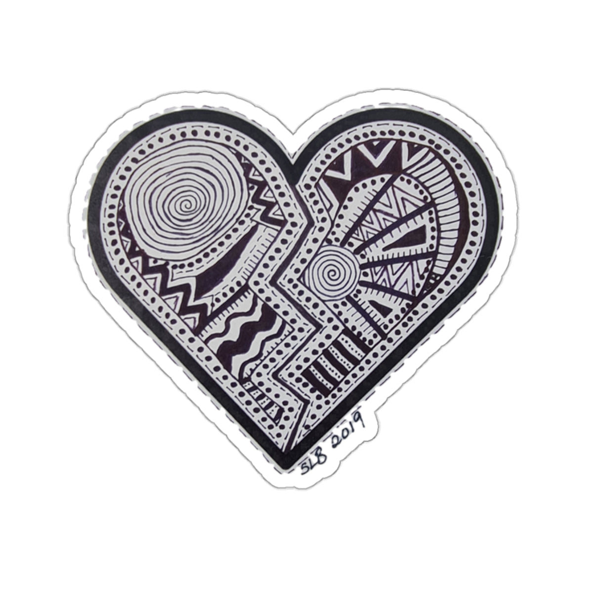 Zentangle Heart Blk - Kiss-Cut Stickers