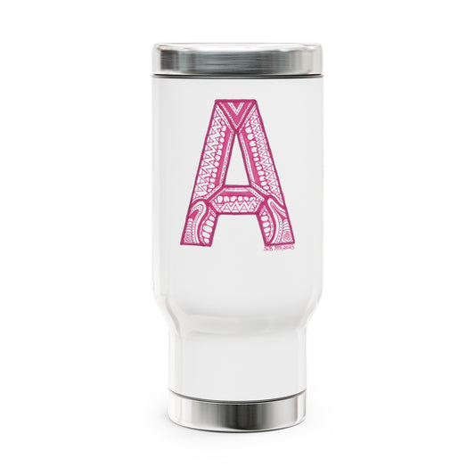 Zentangle A - Stainless Steel Travel Mug with Handle, 14oz