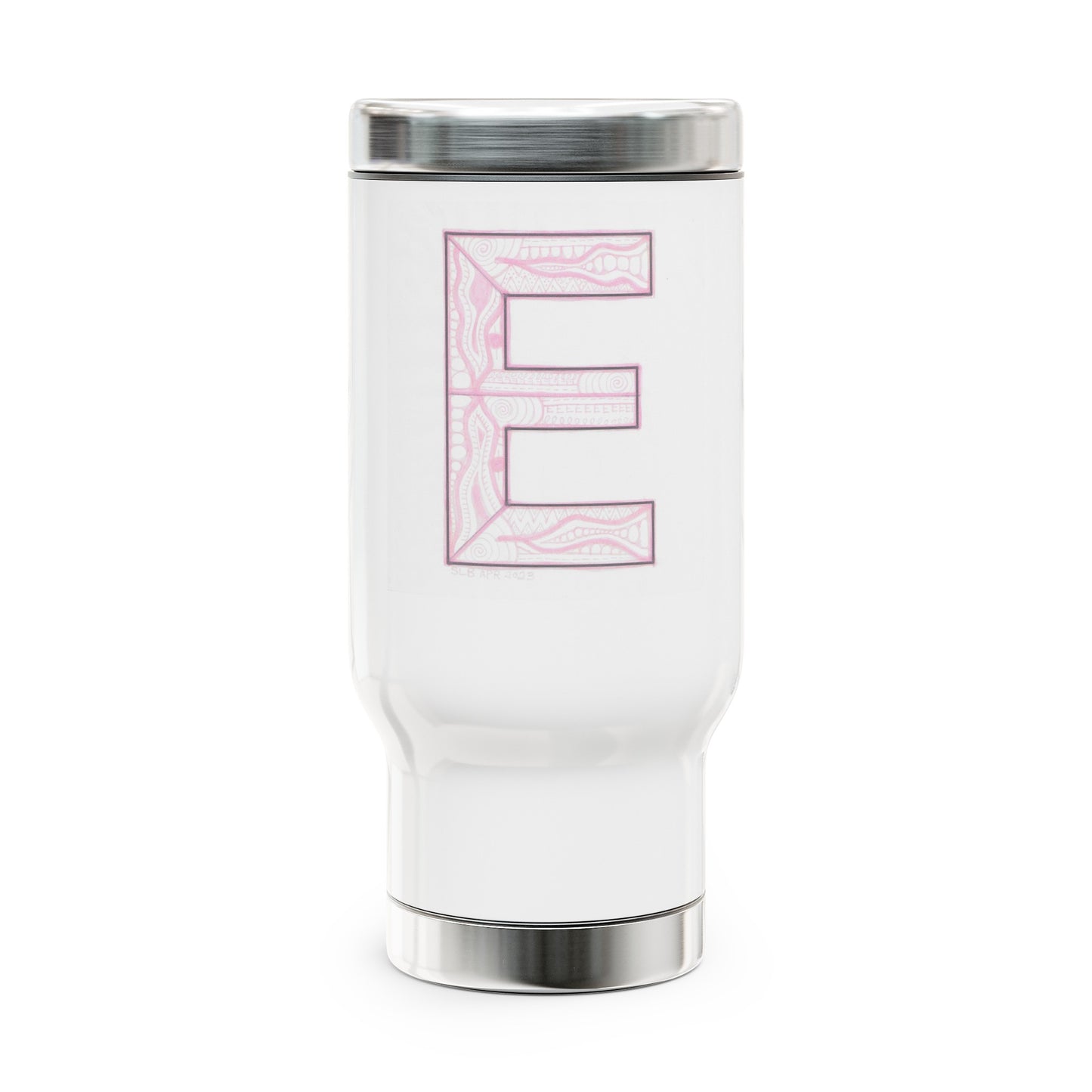 Zentangle E - Stainless Steel Travel Mug with Handle, 14oz