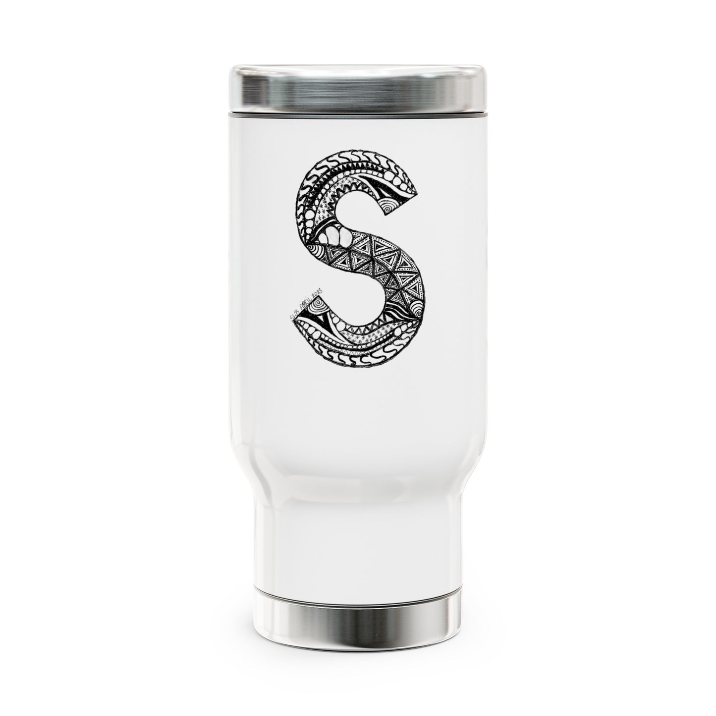 Zentangle S - Stainless Steel Travel Mug with Handle, 14oz