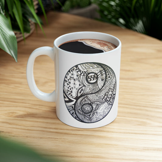 Zentangle Ying/Yang - Ceramic Mug 11oz