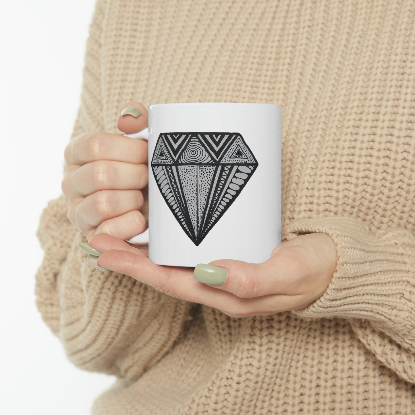 Zentangle Diamond Blk - Ceramic Mug 11oz