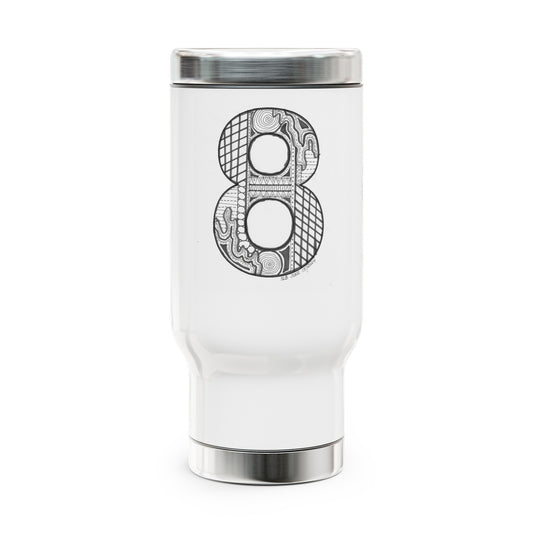 Zentangle number 8 - Stainless Steel Travel Mug with Handle, 14oz